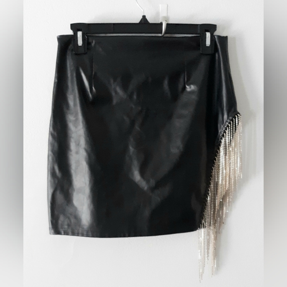 Windsor Faux Leather Rhinestone Skirt - Picture 2 of 7